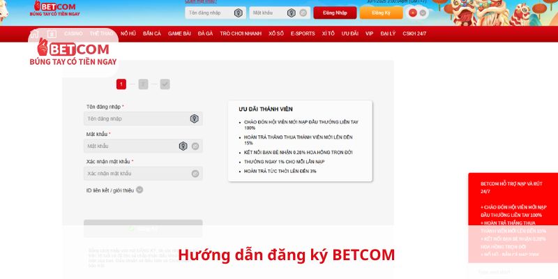 Hướng dẫn đăng ký betcom