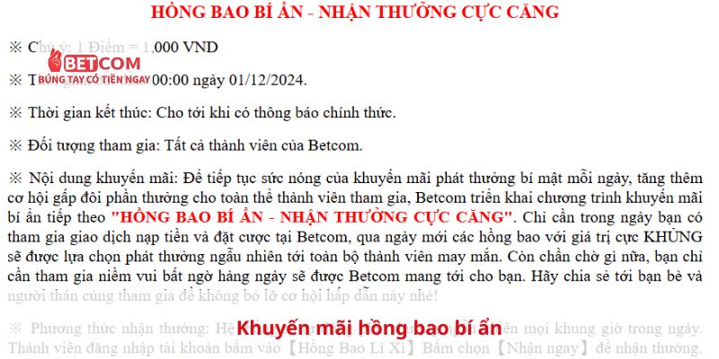 Khuyến mãi hồng bao bí ẩn