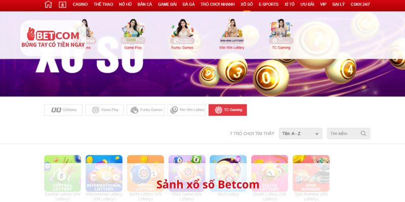 Sảnh xổ số Betcom